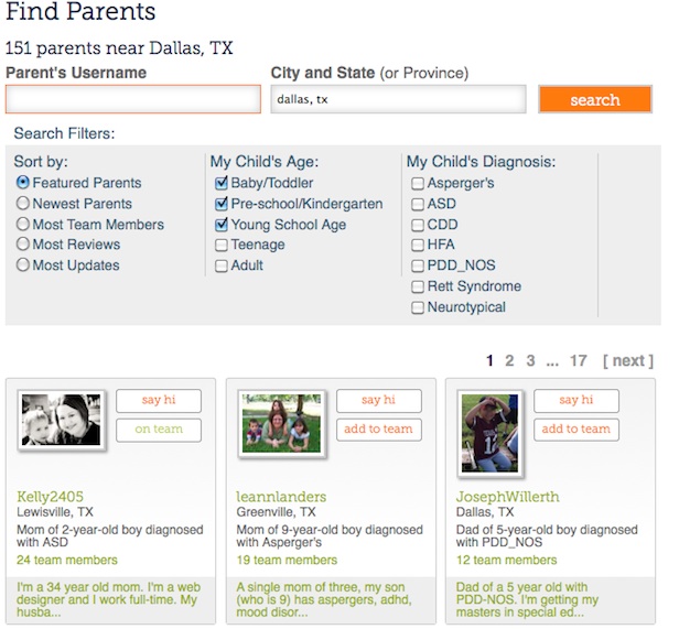 MyAutismTeam Search