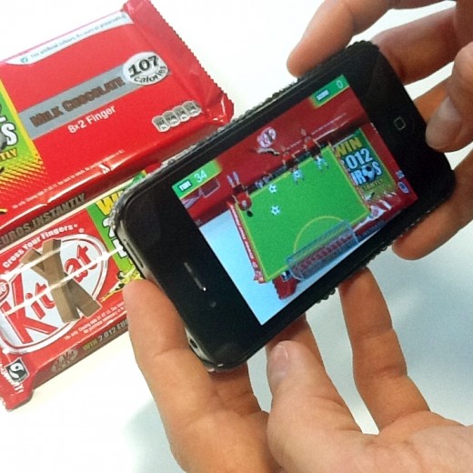 a 520x520 Blippar brings an augmented reality football game to Kit Kat wrappers